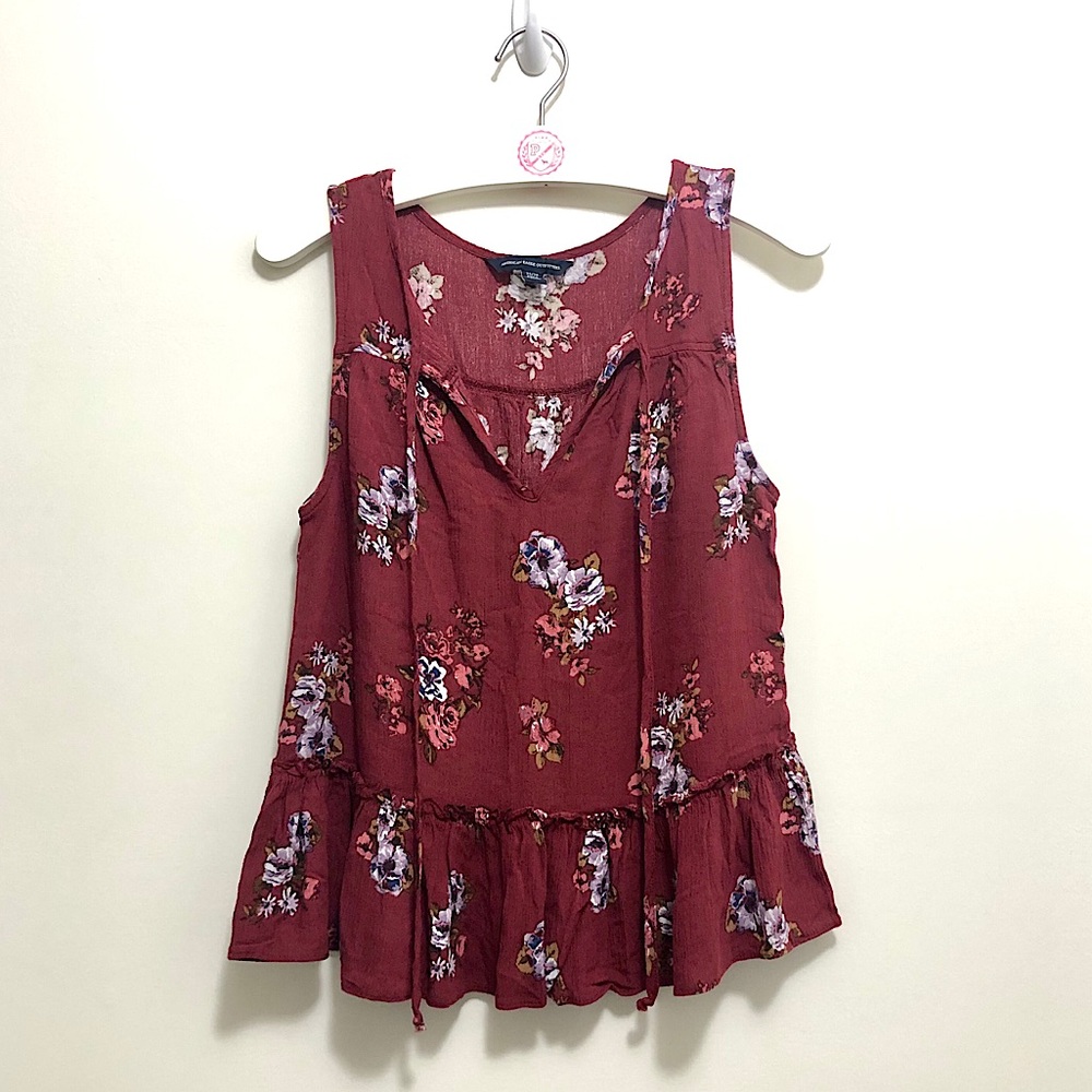 AE | Floral Tie Neck Tank | XS